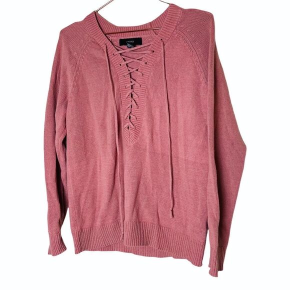 EUC Forever 21 Pink Criss-cross Sweater Top Small - Picture 1 of 5